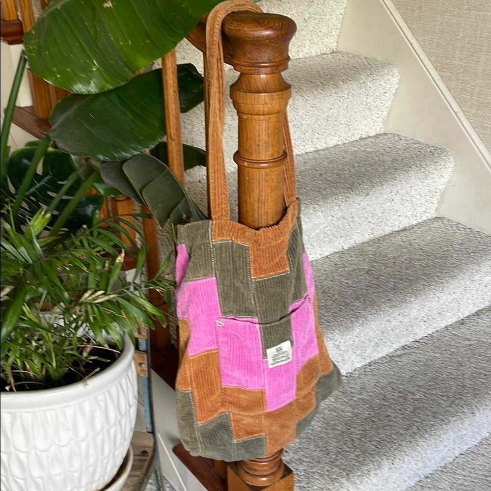 BDG Patchwork Tote Bag - Pink, Green, and Brown